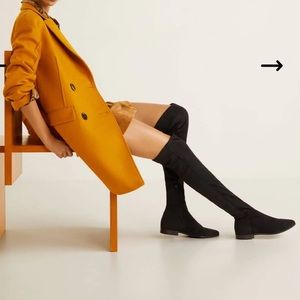 Mango black knee high boots